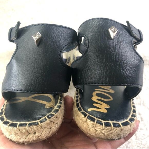 SAM EDELMAN VIVIAN ANKLE STRAP ESPADRILLE NAVY & WHITE STRIPE - Picture 6 of 9